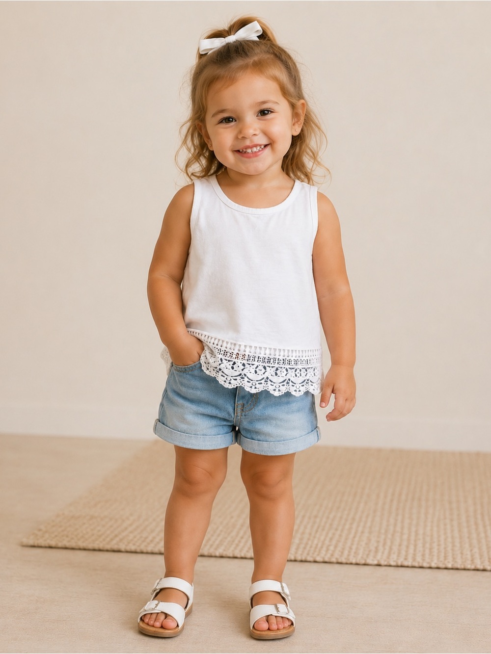 Carter's White Lace Trim Tank Top